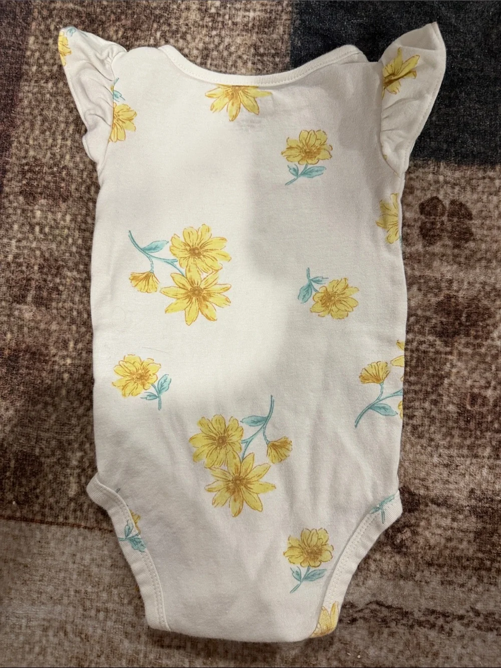 Carter's White Baby One-Piece Bodysuit with Yellow Floral Print